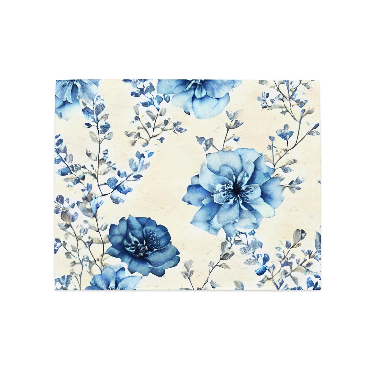 Blue Floral Placemat Set: Water-Resistant Table Mats, Set of 4
