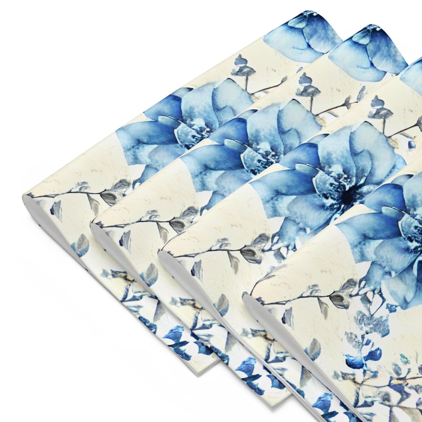 Blue Floral Placemat Set: Water-Resistant Table Mats, Set of 4