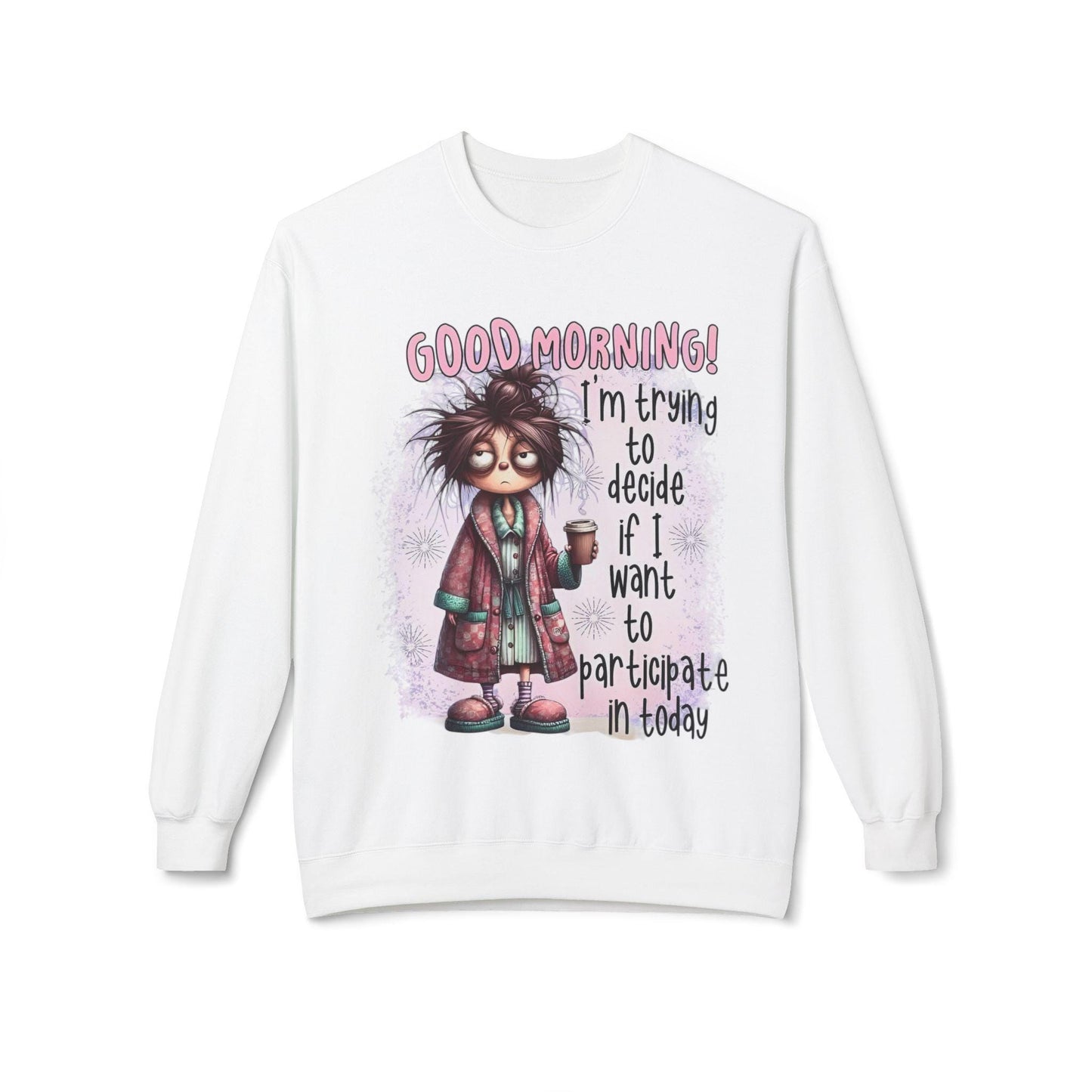 Good Morning Cartoon Sweatshirt - Unisex Fleece Crewneck