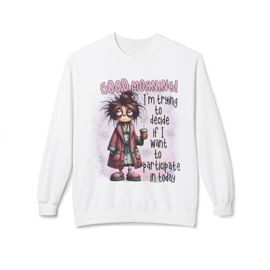 Good Morning Cartoon Sweatshirt - Unisex Fleece Crewneck
