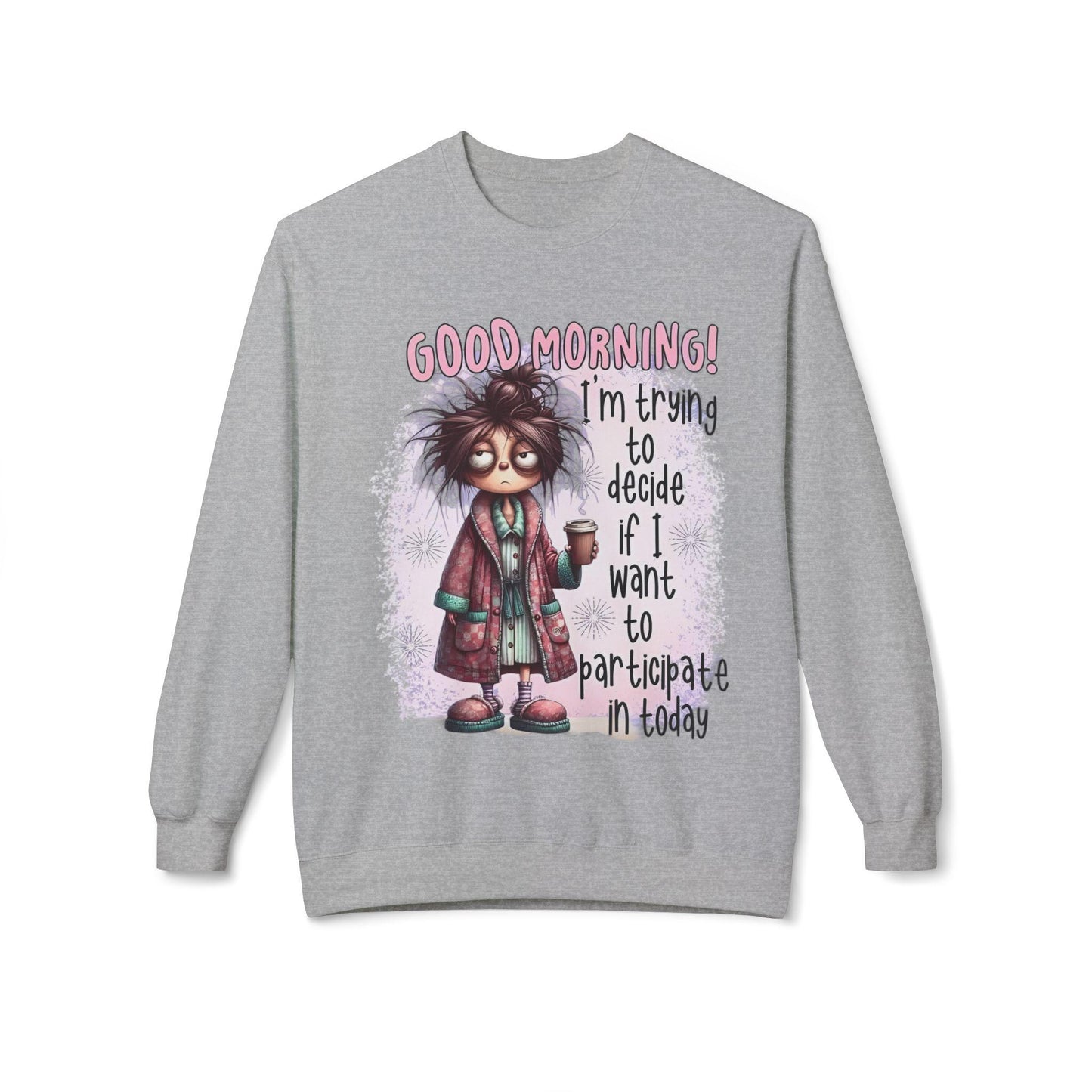 Good Morning Cartoon Sweatshirt - Unisex Fleece Crewneck