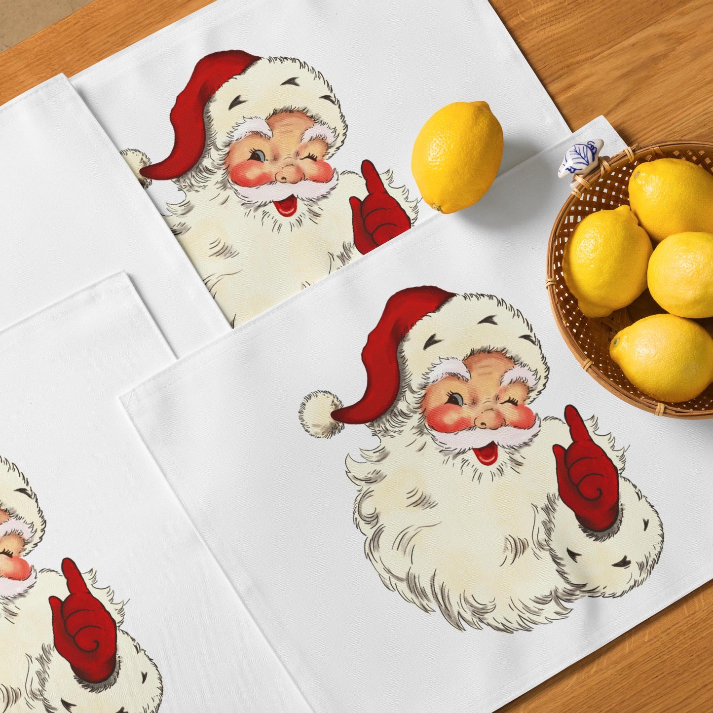 Santa Placemats Set: Christmas Table Decor, Water-Resistant