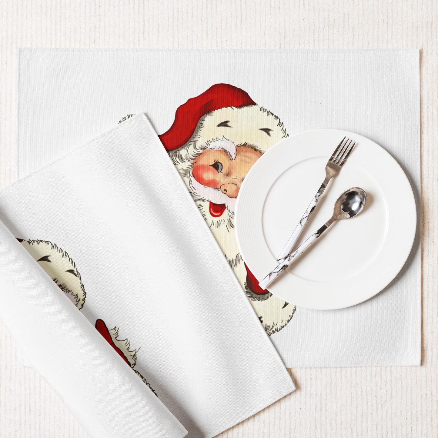 Santa Placemats Set: Christmas Table Decor, Water-Resistant