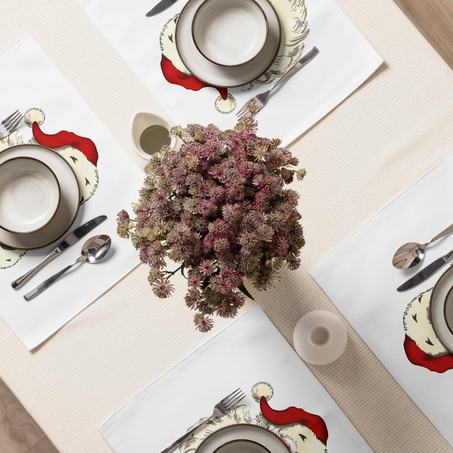 Santa Placemats Set: Christmas Table Decor, Water-Resistant