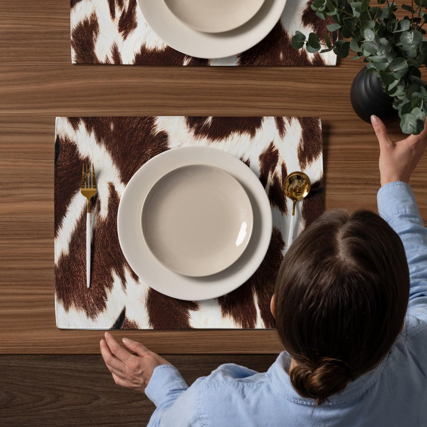 Cow Print Placemat Set: Country Western Table Decor