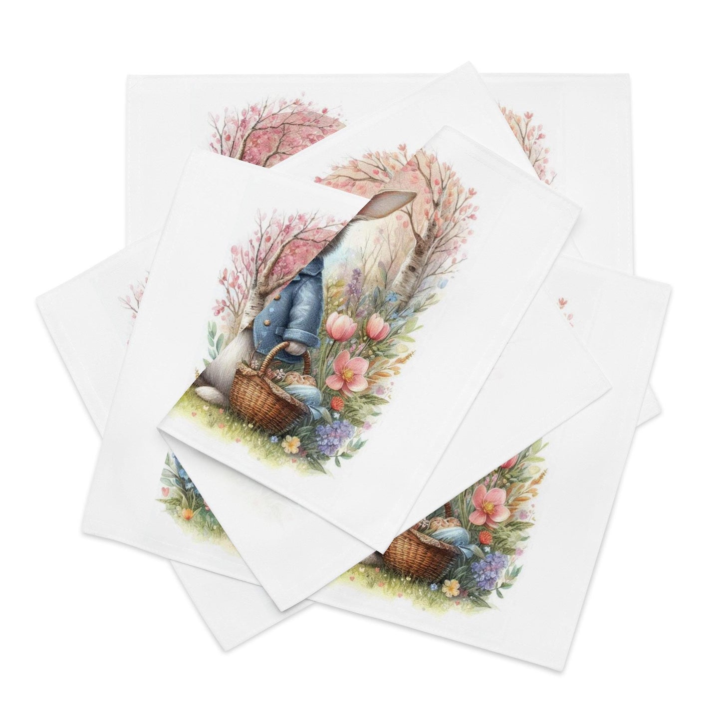 Easter Bunny Placemat Set: Floral Country Table Decor