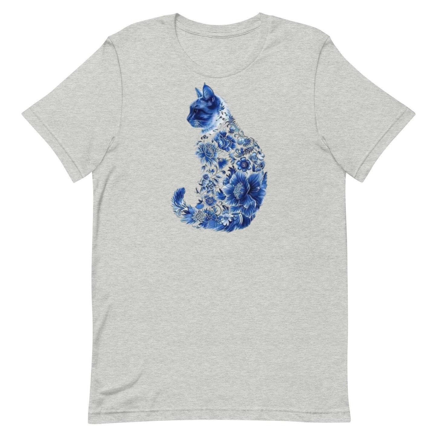 Blue Floral Cat Unisex t-shirt