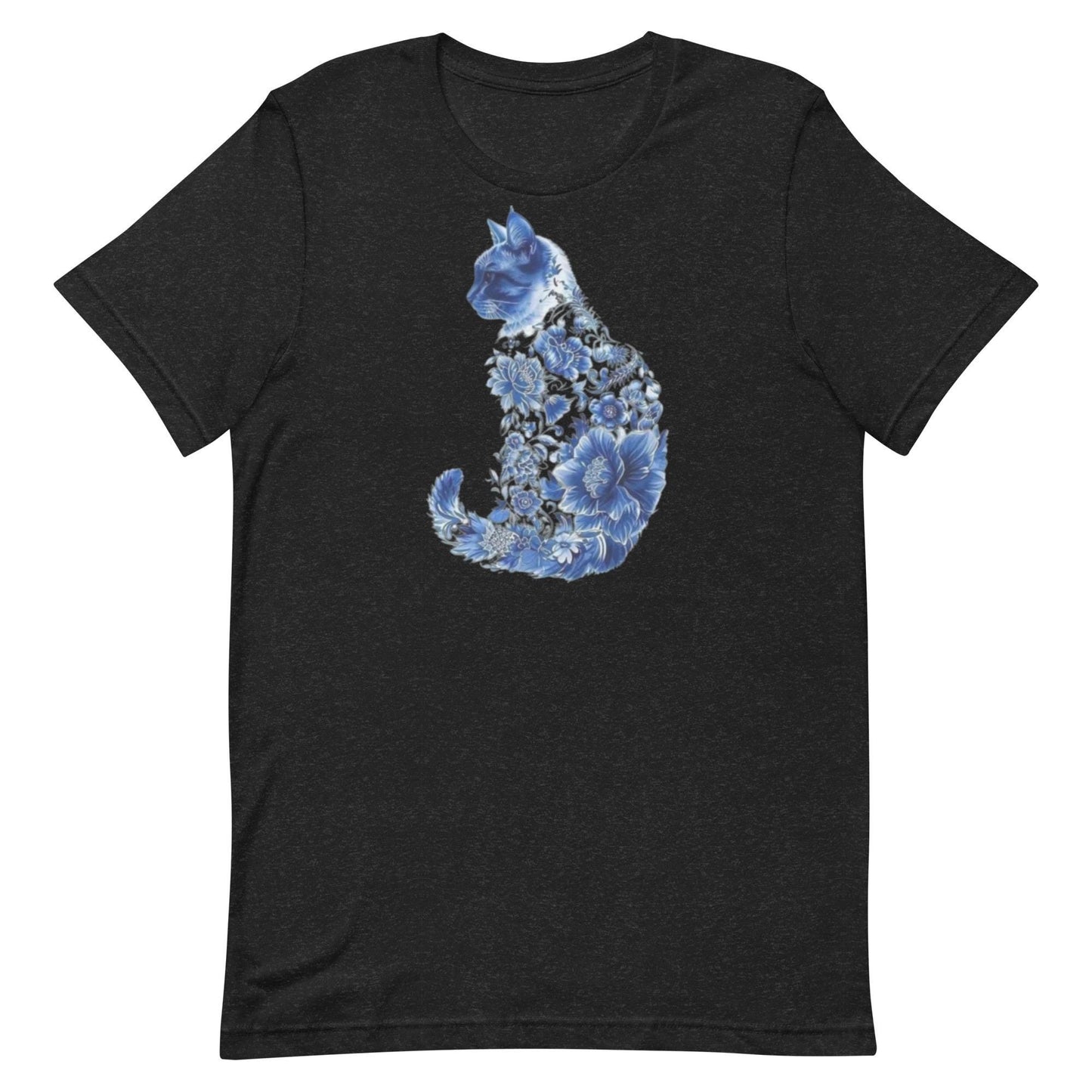 Blue Floral Cat Unisex t-shirt