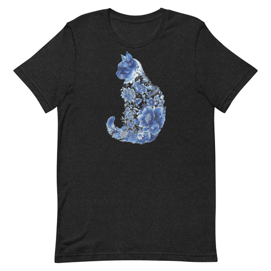 Blue Floral Cat Unisex t-shirt