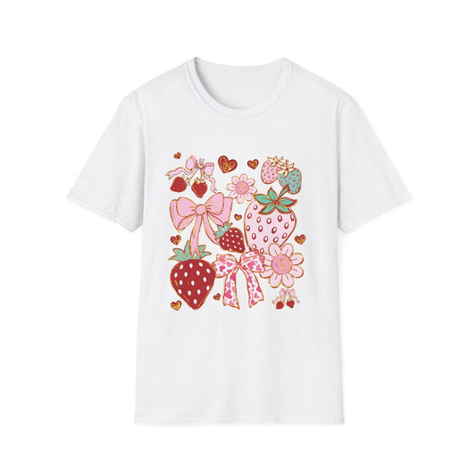 Strawberry Print T-Shirt: Vintage Graphic Tee, Summer Fashion