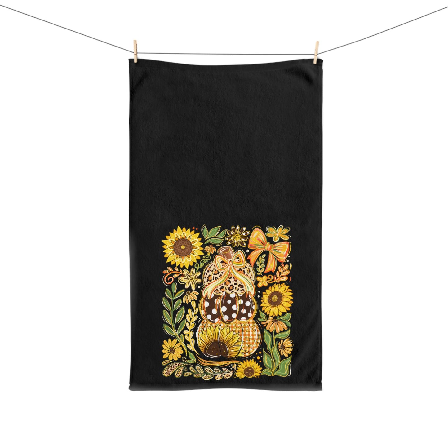 Sunflower Garden Hand Towel, Rustic Farmhouse Kitchen Decor