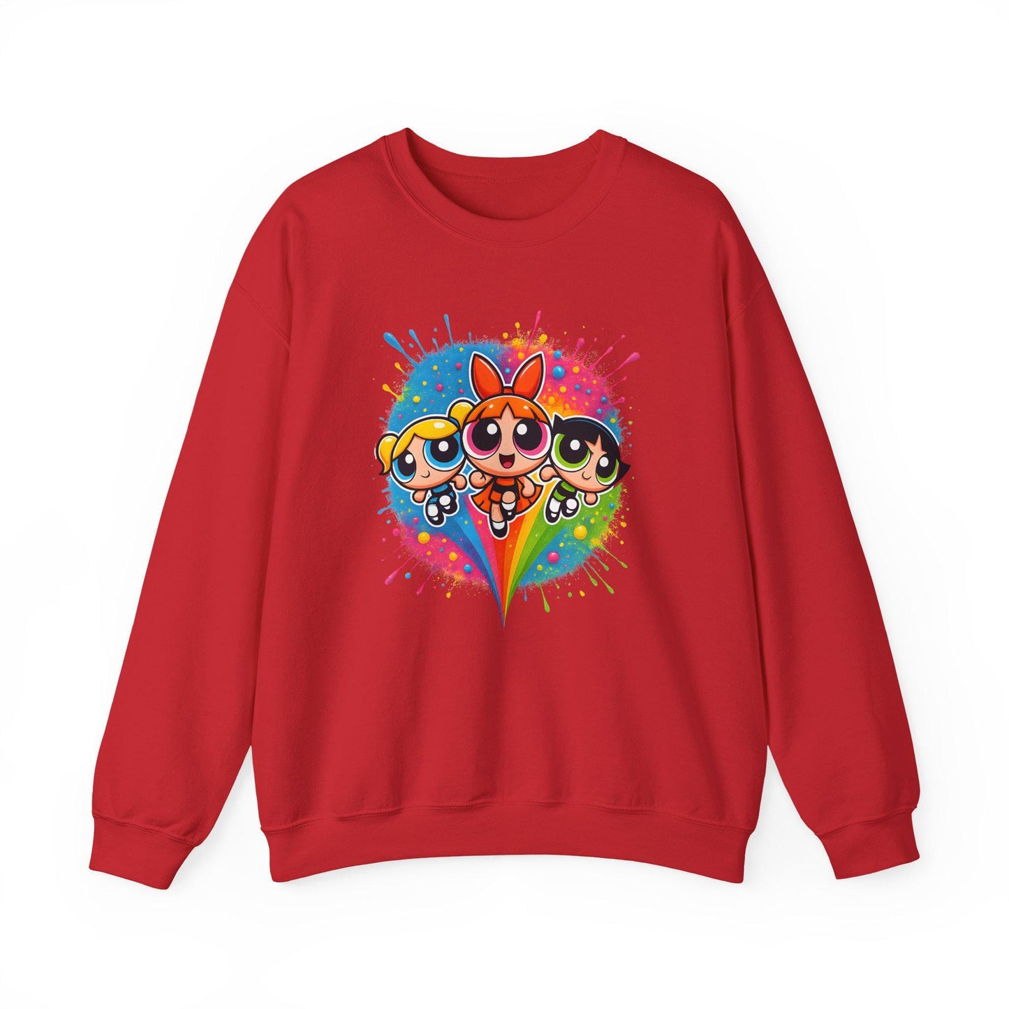 Embroidered Cartoon Sweatshirt: Retro Powerpuff Girls Crewneck