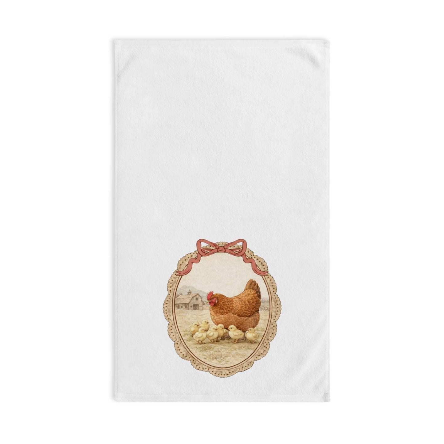 Mama Hen and Chicks Hand Towel Farmhouse Chicken Kitchen Country Decor Towel