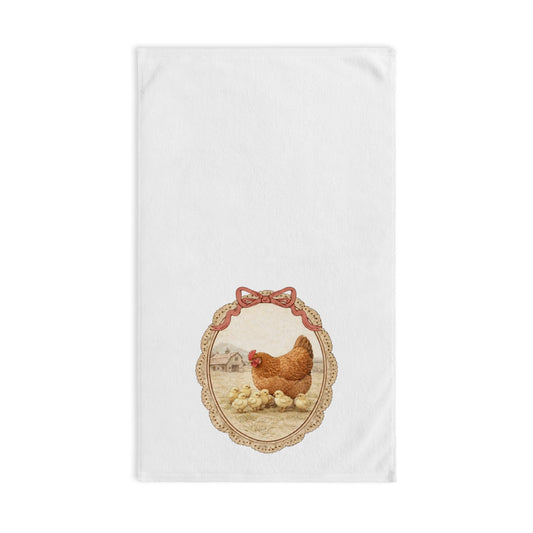 Mama Hen and Chicks Hand Towel Farmhouse Chicken Kitchen Country Decor Towel
