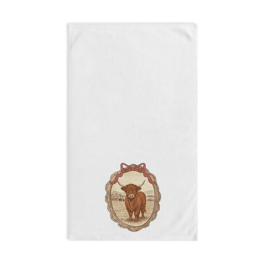 Highland Cow Hand Towel  Vintage Rustic Country Farmhouse Tea Towel