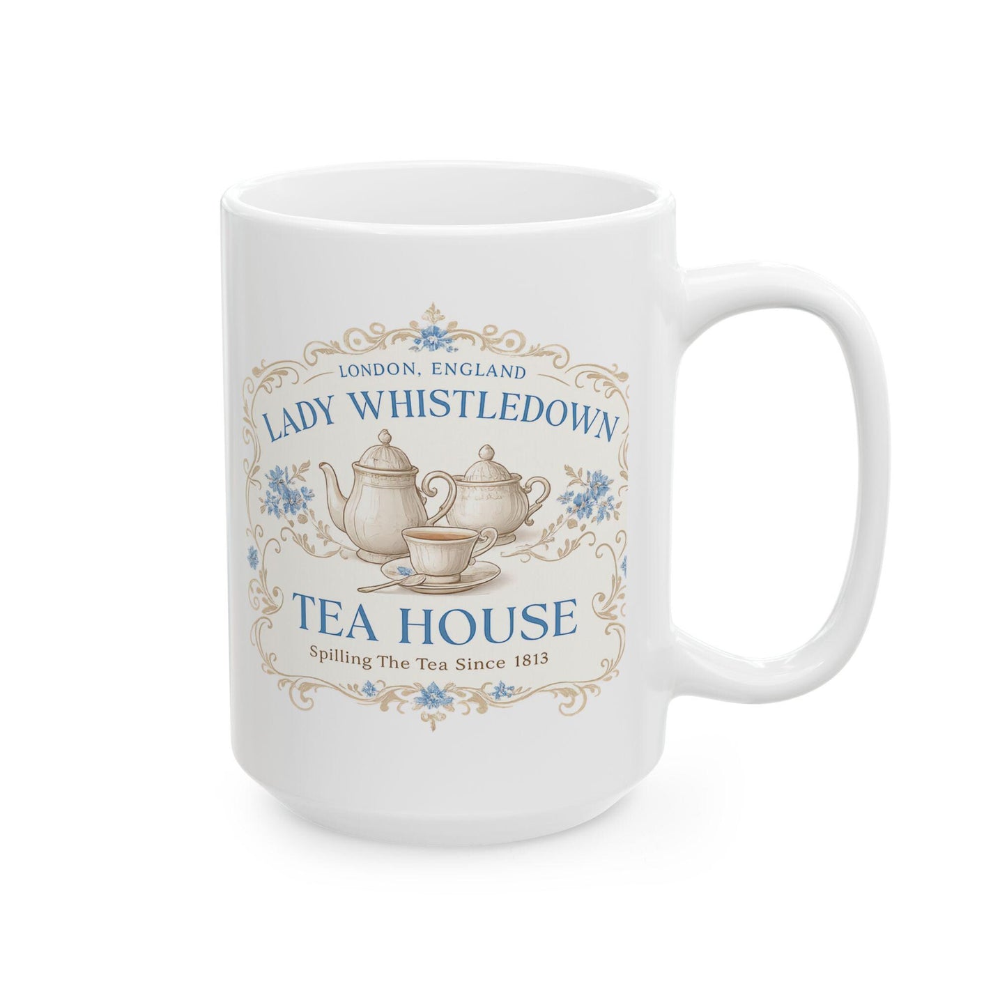 Lady Whistledown Regency Tea Mug  Vintage Floral Ceramic  Bridgerton  English Coffee Or Hot Tea Mug