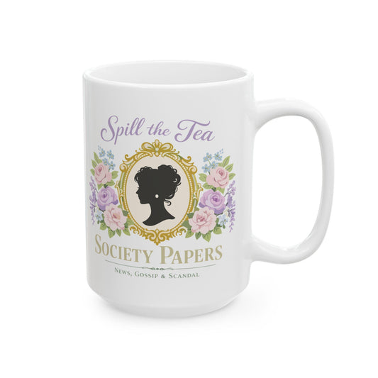 Sisters of Tea Society Mug  Spill the Tea Society Papers Floral Vintage Portrait Ceramic Coffee Mug Coffee Lover
