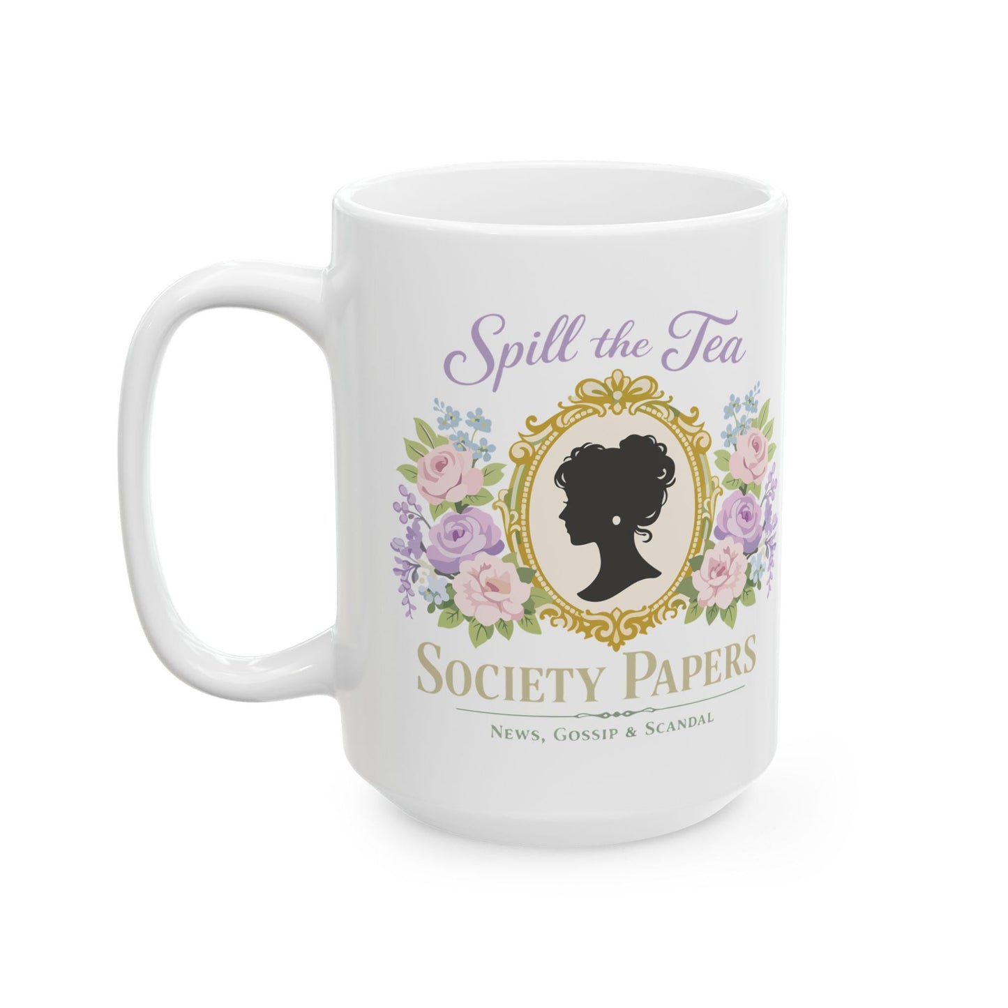 Sisters of Tea Society Mug  Spill the Tea Society Papers Floral Vintage Portrait Ceramic Coffee Mug Coffee Lover