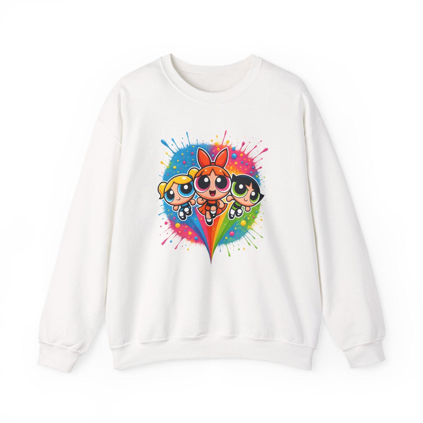 Embroidered Cartoon Sweatshirt: Retro Powerpuff Girls Crewneck