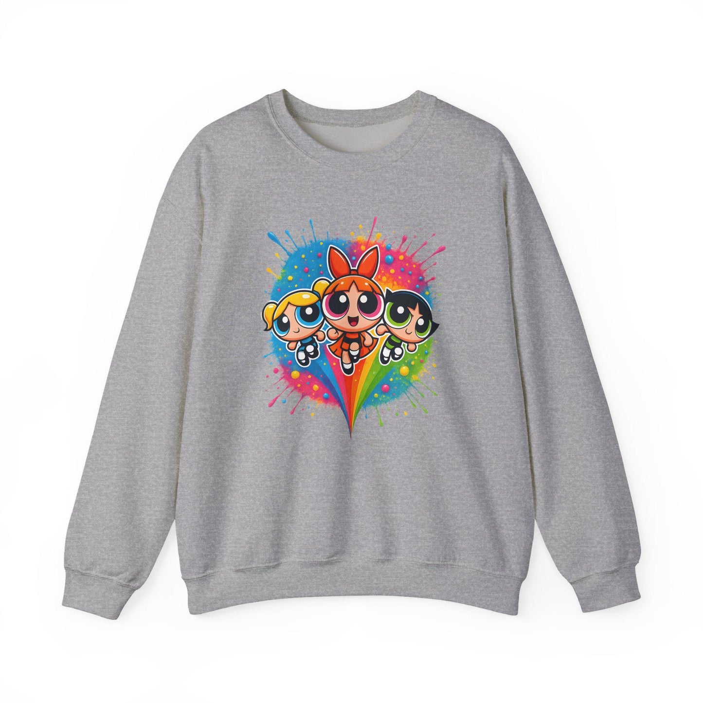 Embroidered Cartoon Sweatshirt: Retro Powerpuff Girls Crewneck