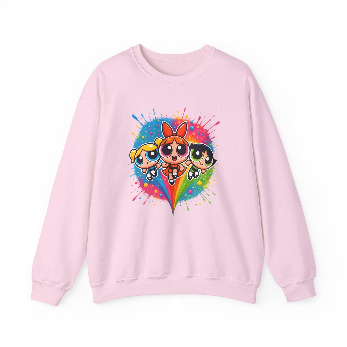 Embroidered Cartoon Sweatshirt: Retro Powerpuff Girls Crewneck