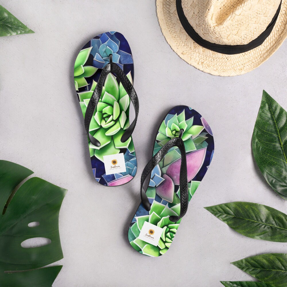 Succulents Flip Flops