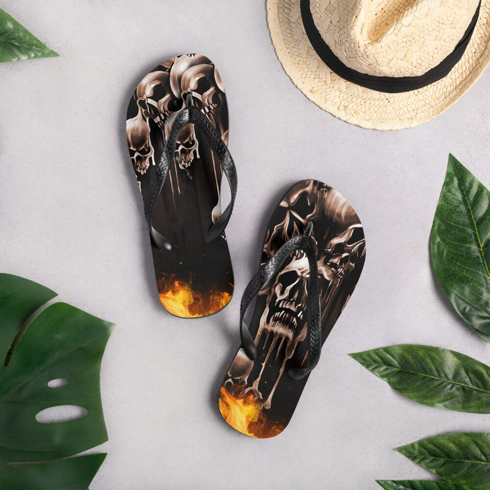 Skulls Melting Flip-Flops