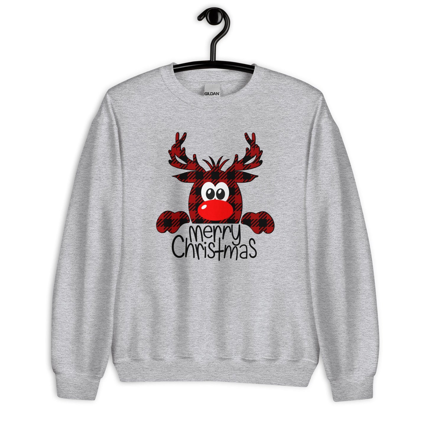Plaid Reindeer Merry Christmas Unisex Sweatshirt