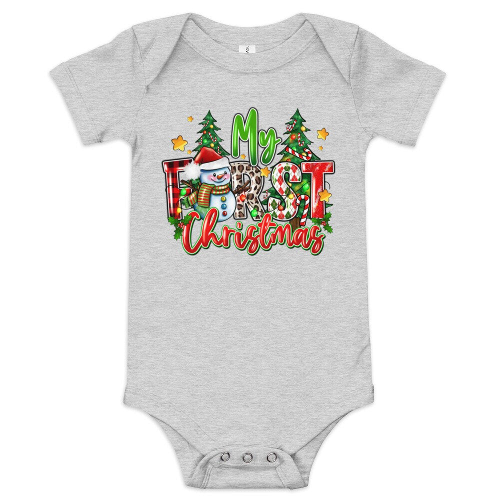 My First Christmas Baby short sleeve one piece