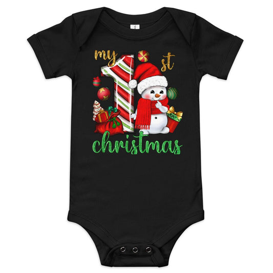 My 1st Snowman Christmas Baby short sleeve one piece