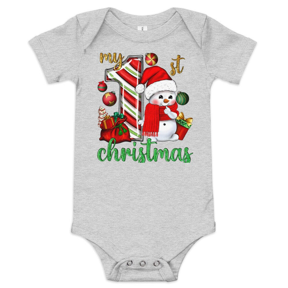 My 1st Snowman Christmas Baby short sleeve one piece