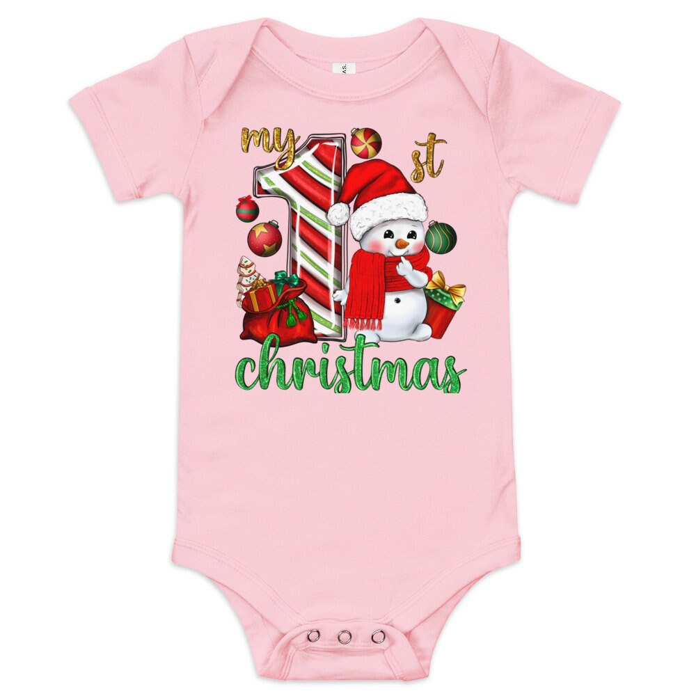 My 1st Snowman Christmas Baby short sleeve one piece