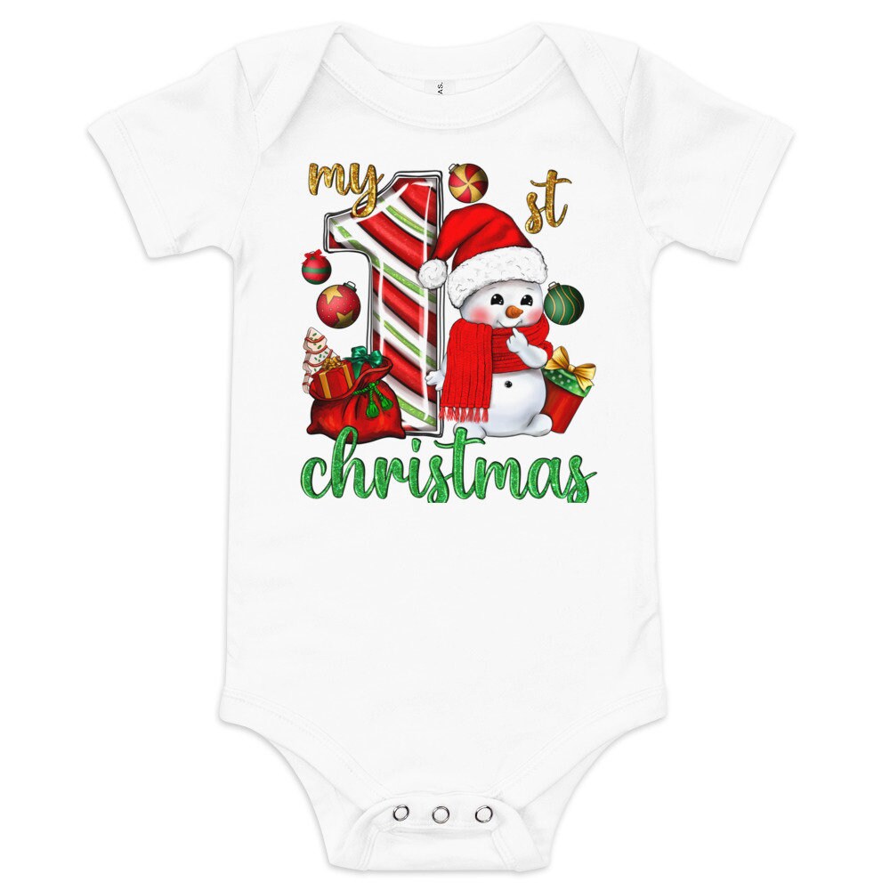 My 1st Snowman Christmas Baby short sleeve one piece