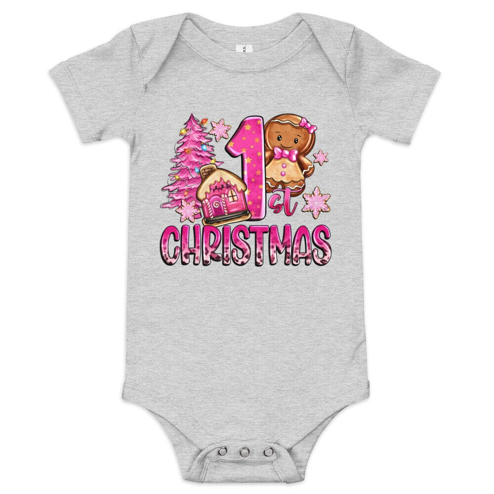 My 1st Gingerbread girl Christmas Baby short sleeve one piece