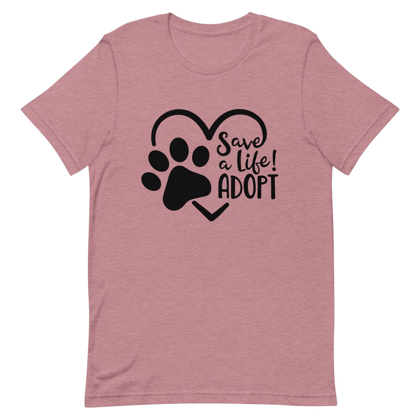 Save a Life Adopt with heart and paw print Unisex t-shirt