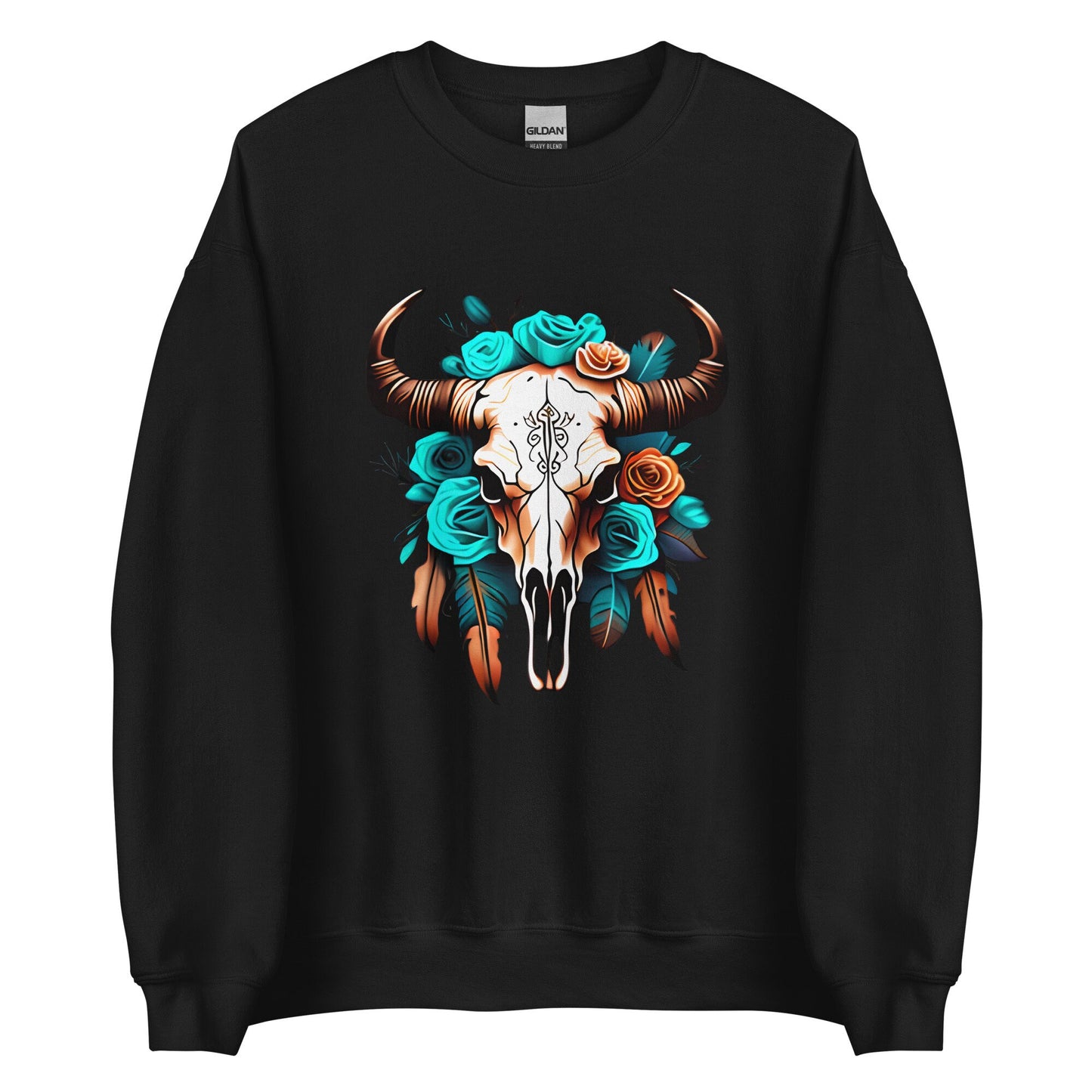 Western Bull Skull and feathers Unisex Sweatshirt