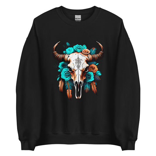 Western Bull Skull and feathers Unisex Sweatshirt