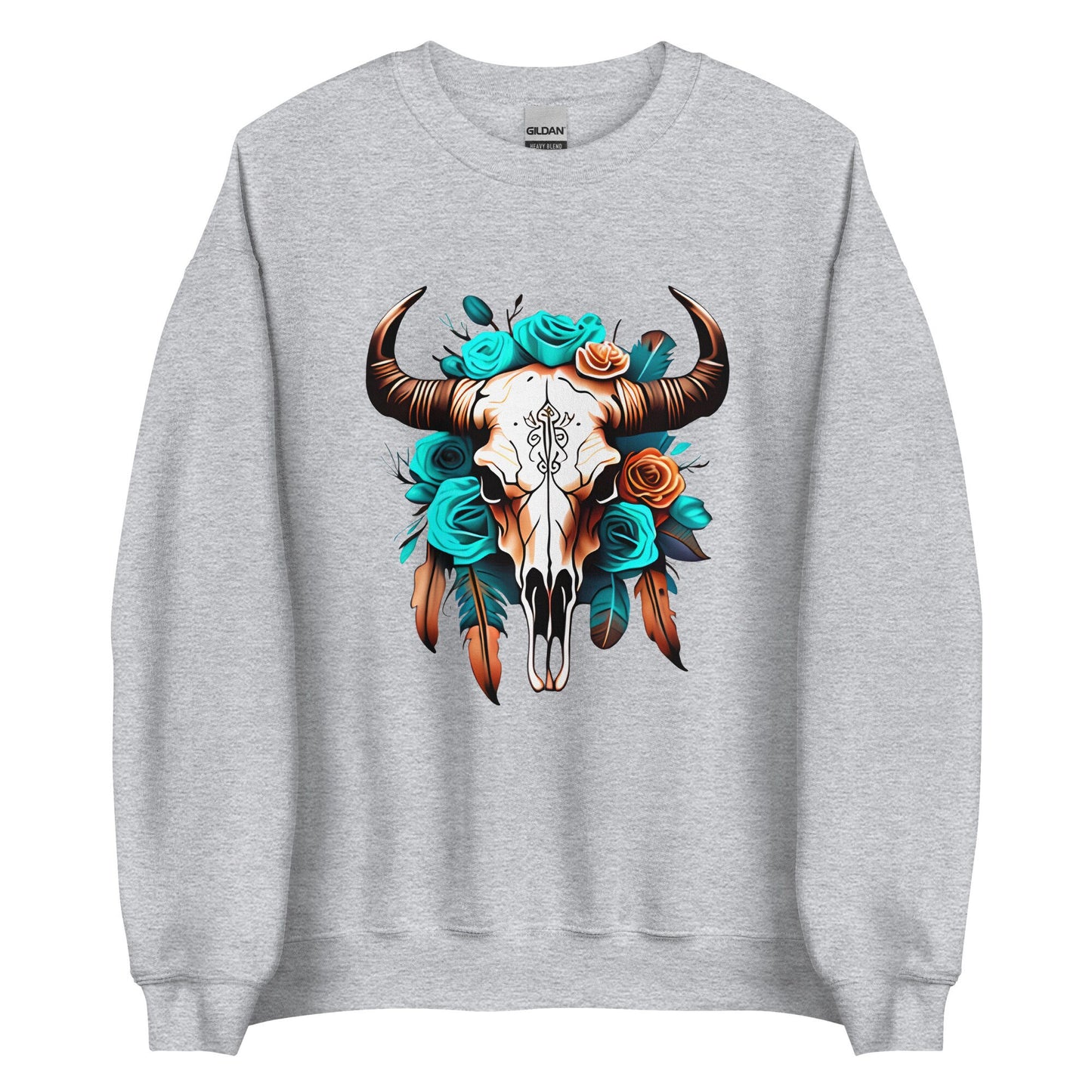 Western Bull Skull and feathers Unisex Sweatshirt
