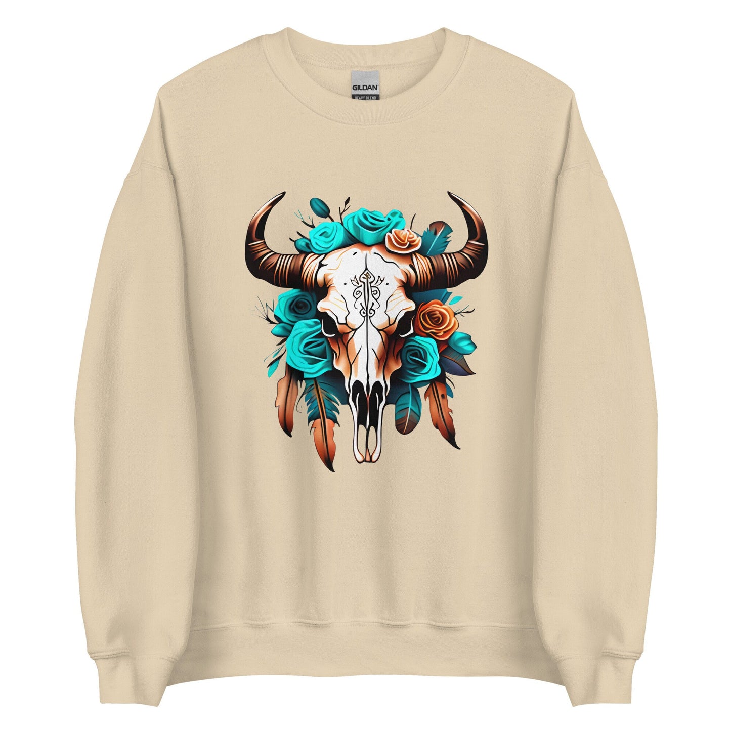 Western Bull Skull and feathers Unisex Sweatshirt