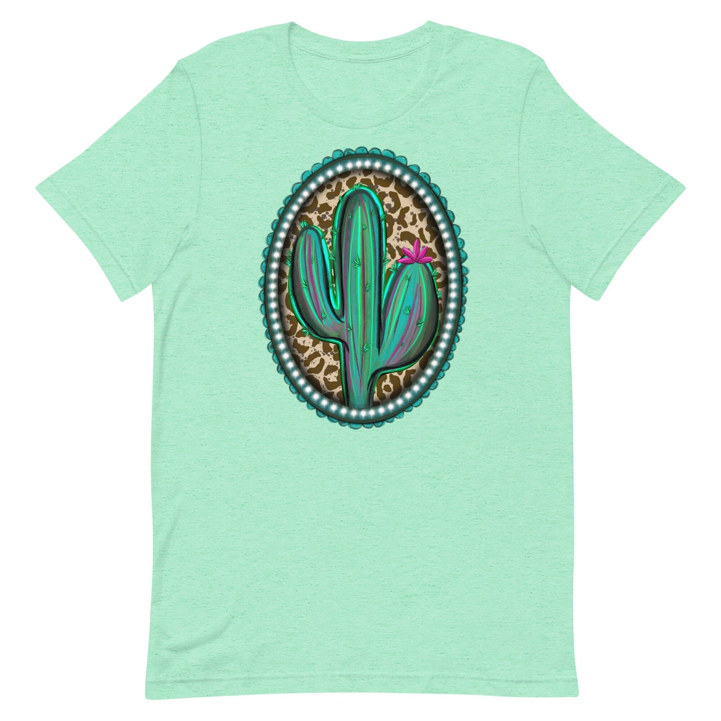 Cactus Leopard print Western  BroochUnisex t-shirt