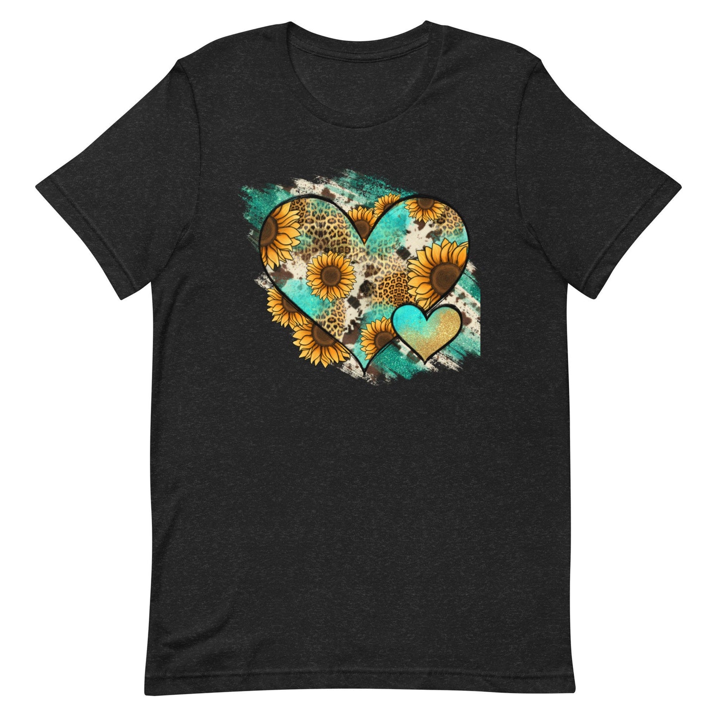 Turquoise  Western heart and Sunflowers Unisex t-shirt