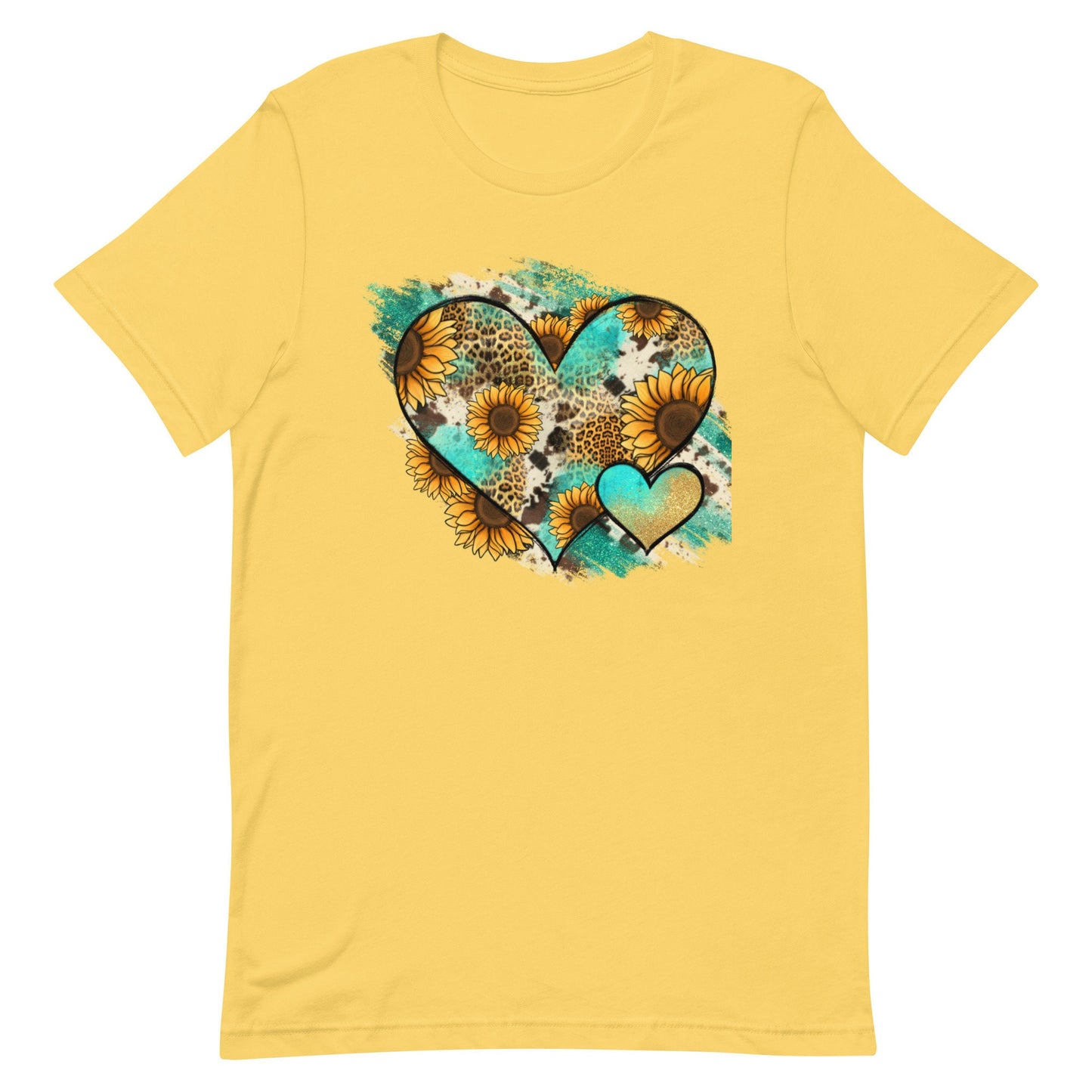 Turquoise  Western heart and Sunflowers Unisex t-shirt