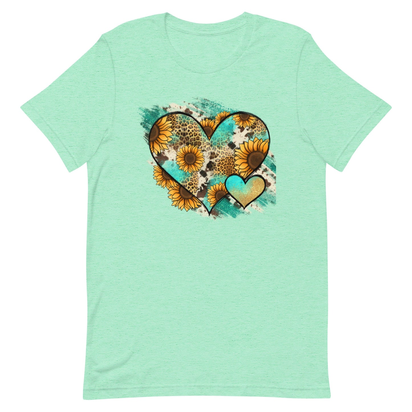 Turquoise  Western heart and Sunflowers Unisex t-shirt
