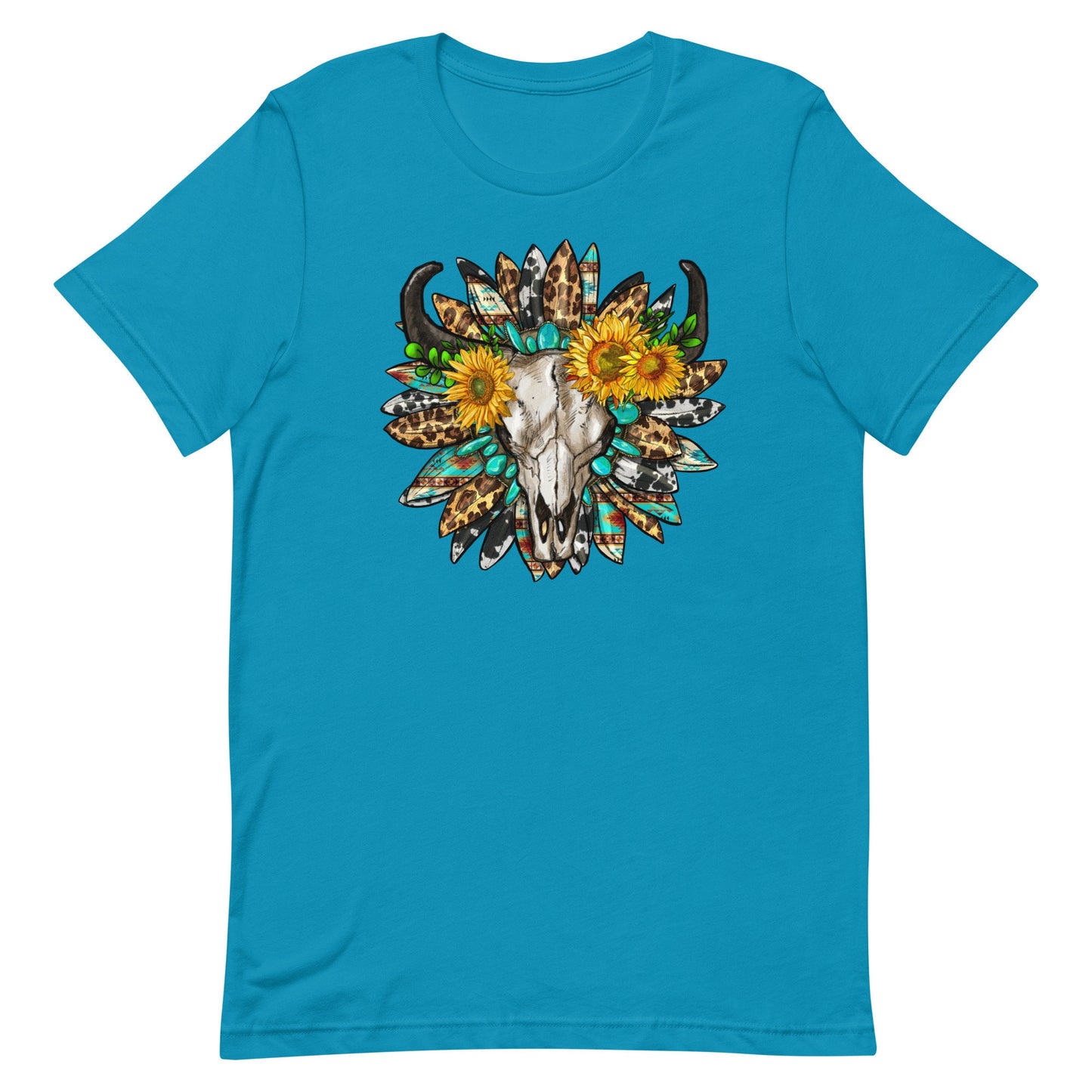 Aztec Skull with sunflowers  Unisex t-shirt