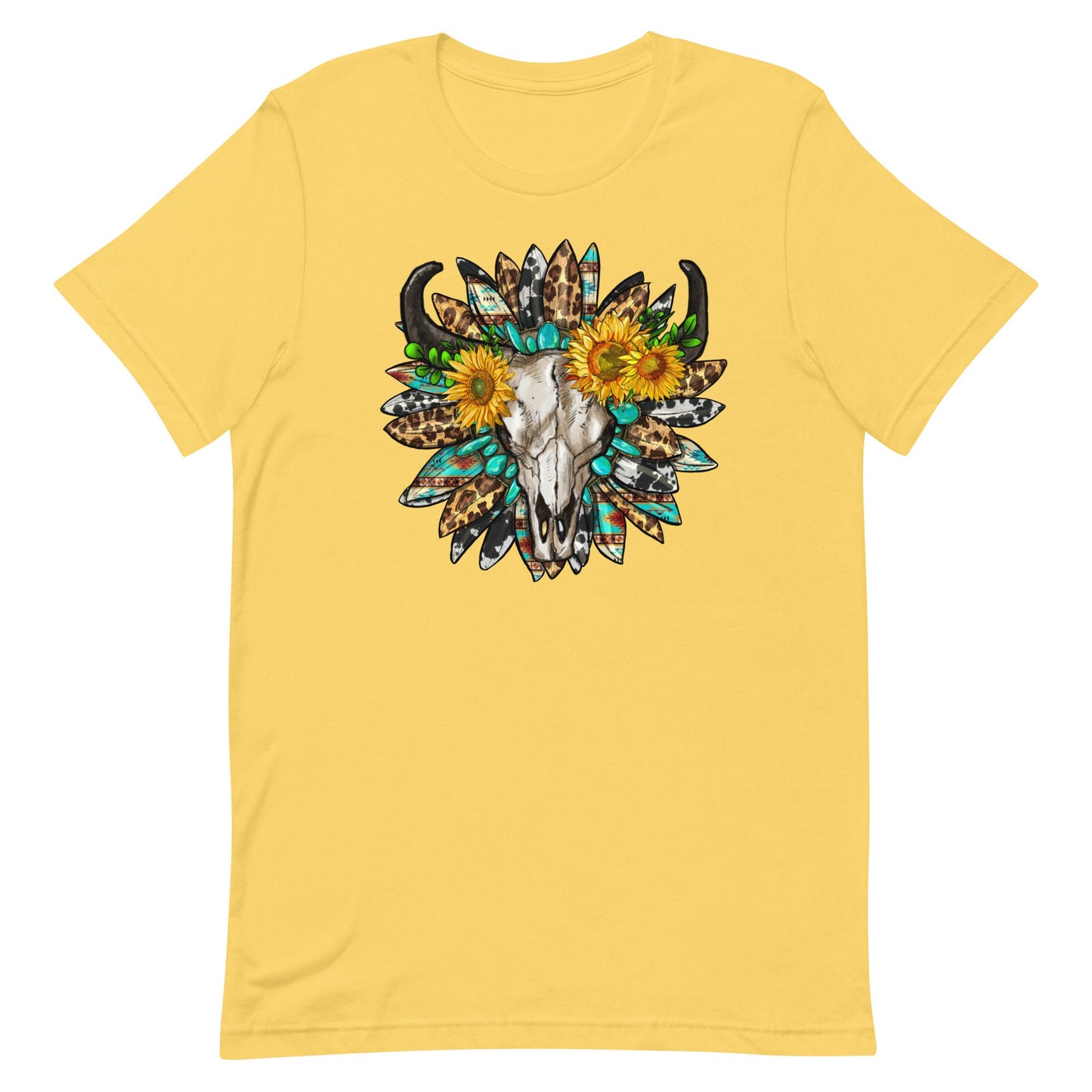 Aztec Skull with sunflowers  Unisex t-shirt