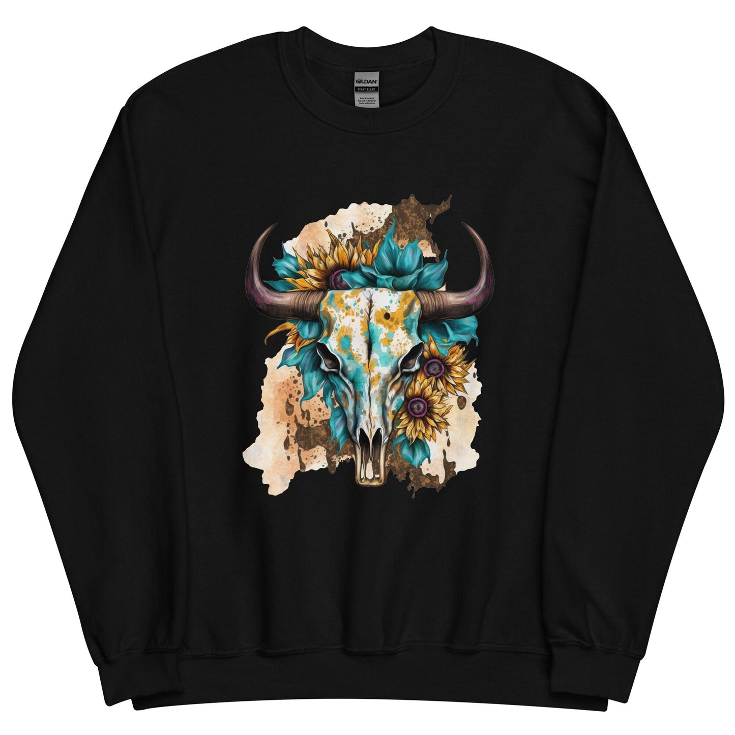 Western Skull with sunflowers Unisex Sweatshirt