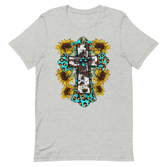 Western Cross with Sunflowers Unisex t-shirt