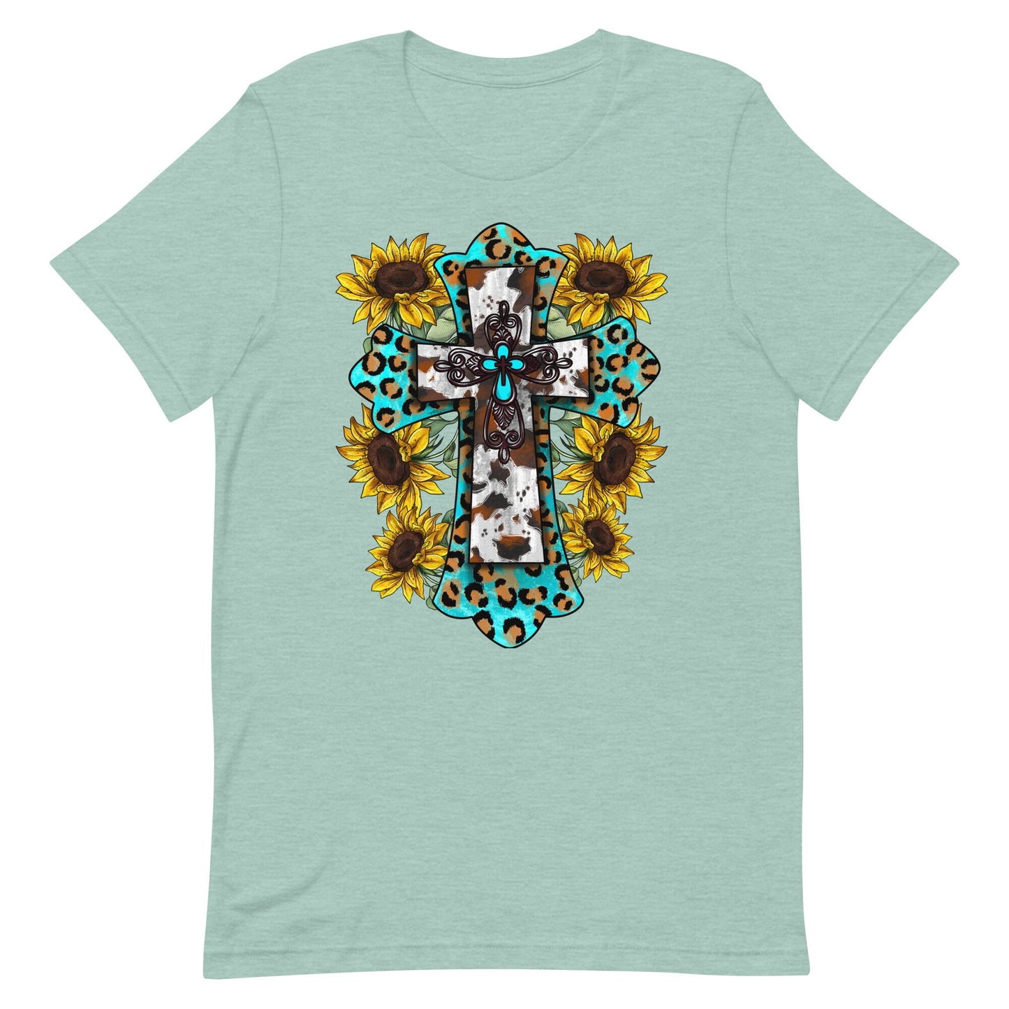 Western Cross with Sunflowers Unisex t-shirt