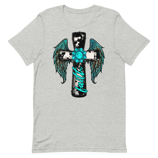 Turquoise FAITH Cross Unisex t-shirt