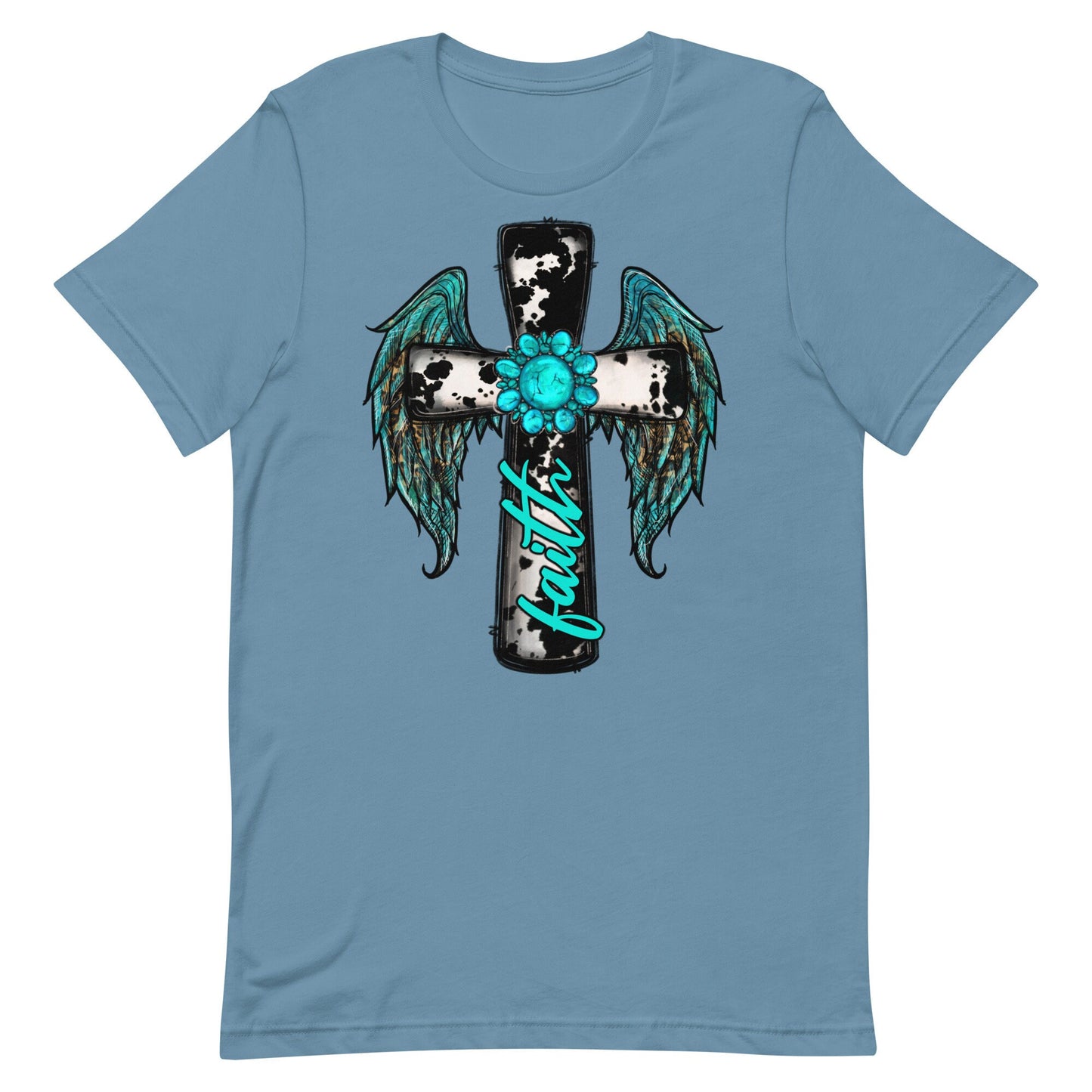 Turquoise FAITH Cross Unisex t-shirt